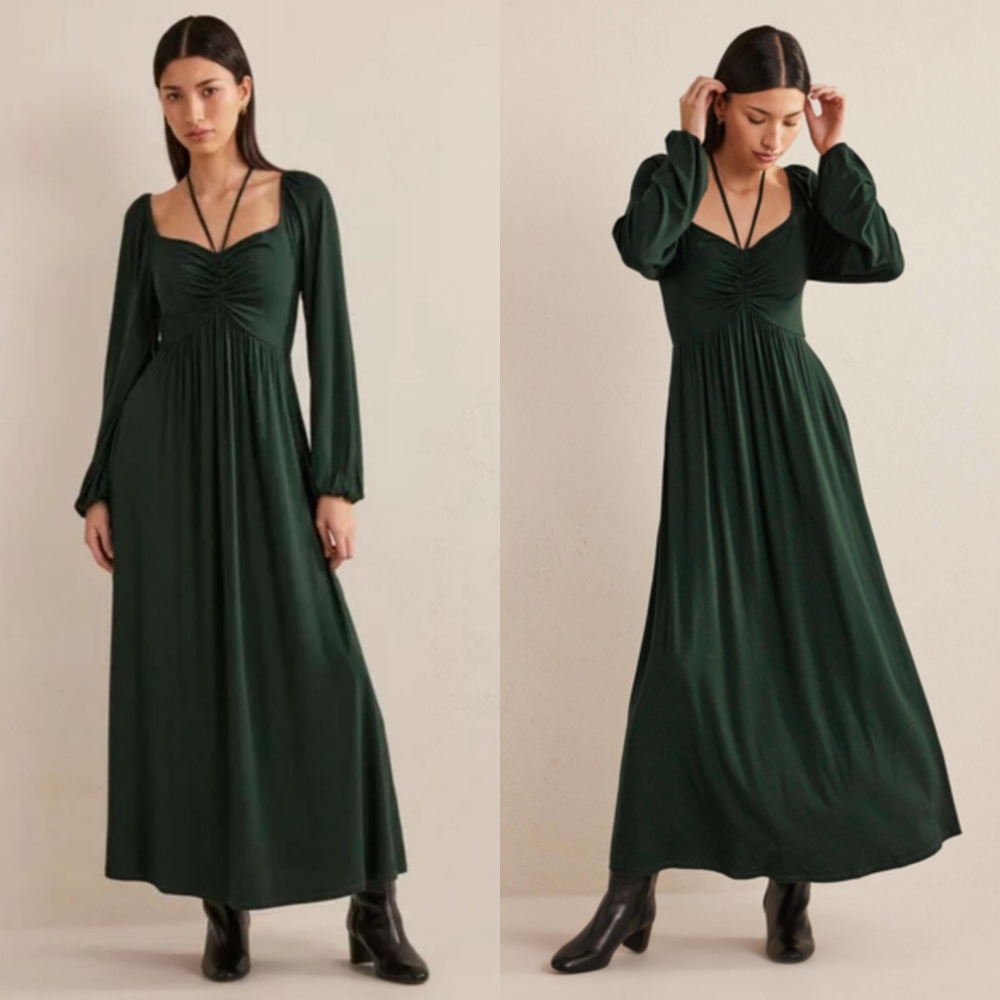 Boden Green Bishop Sleeve Sweetheart Sundress